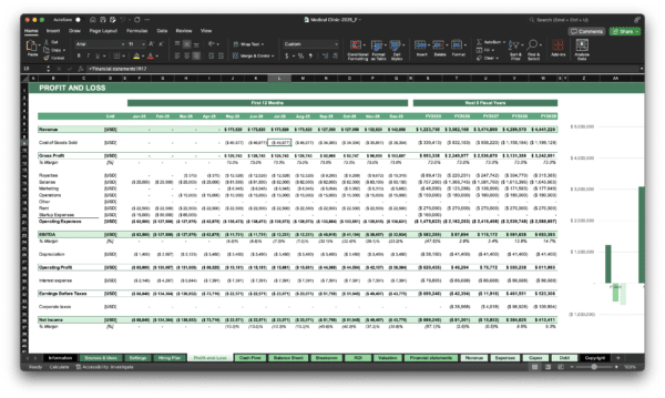 Medical Clinic Financial Model Template | Excel Spreadsheet